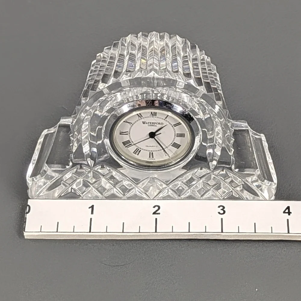 Waterford Crystal Desk Clock Quartz Mantle Style Roman Numeral Dial Japan Movt